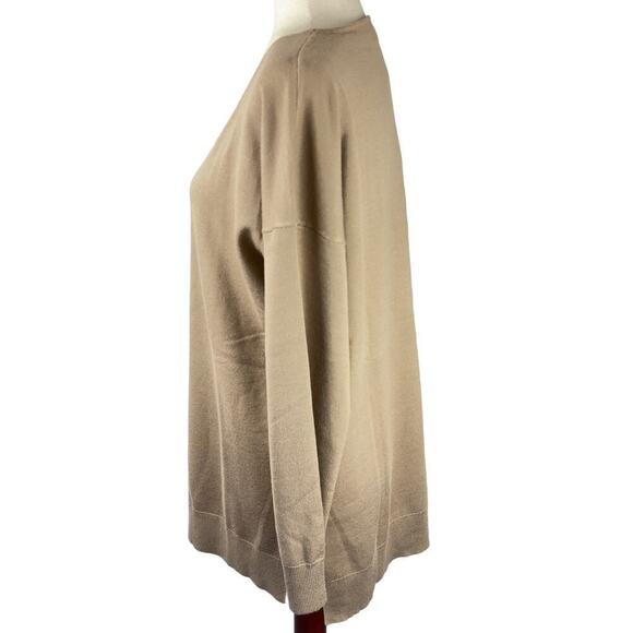 JWD V-NECK LONG SLEEVE RELAXED FIT PULLOVER SWEATER IN KHAKI NWT WOMEN'S LARGE - Picture 8 of 15